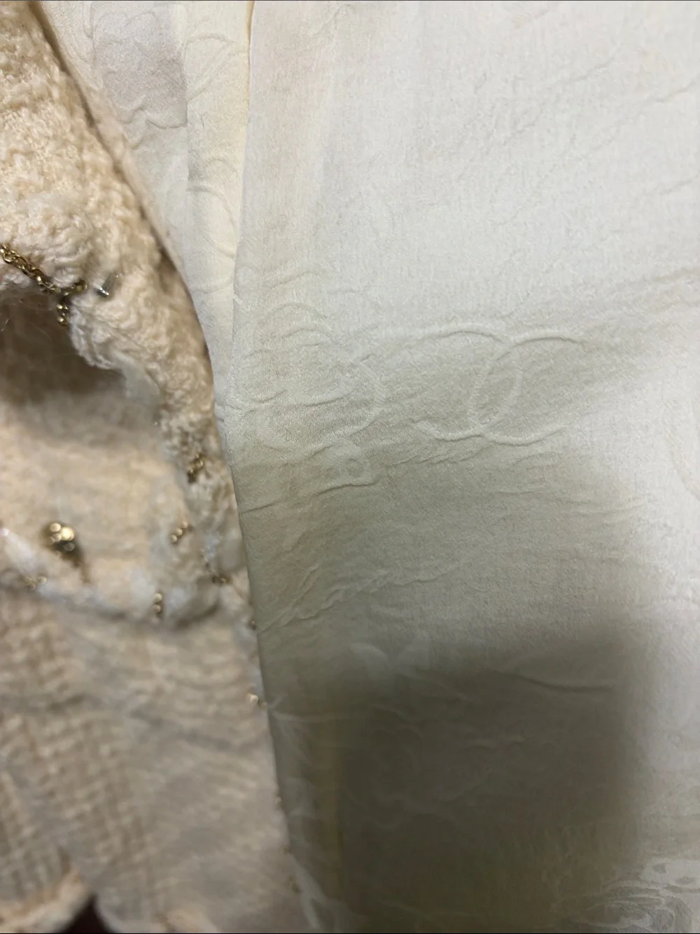 2007 CHANEL Cream Tweed Jacket with Gold-Tone Braid. Original price $4500-$6500.